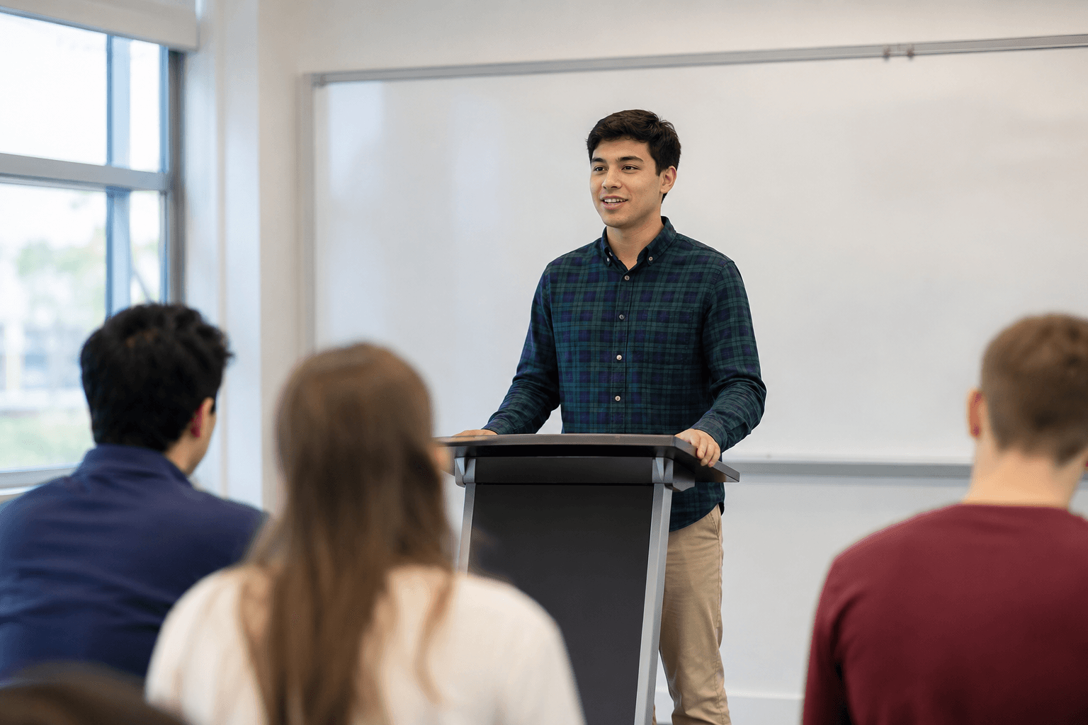 Student presenting at a Rhetrix public speaking session in North Atlanta, Georgia