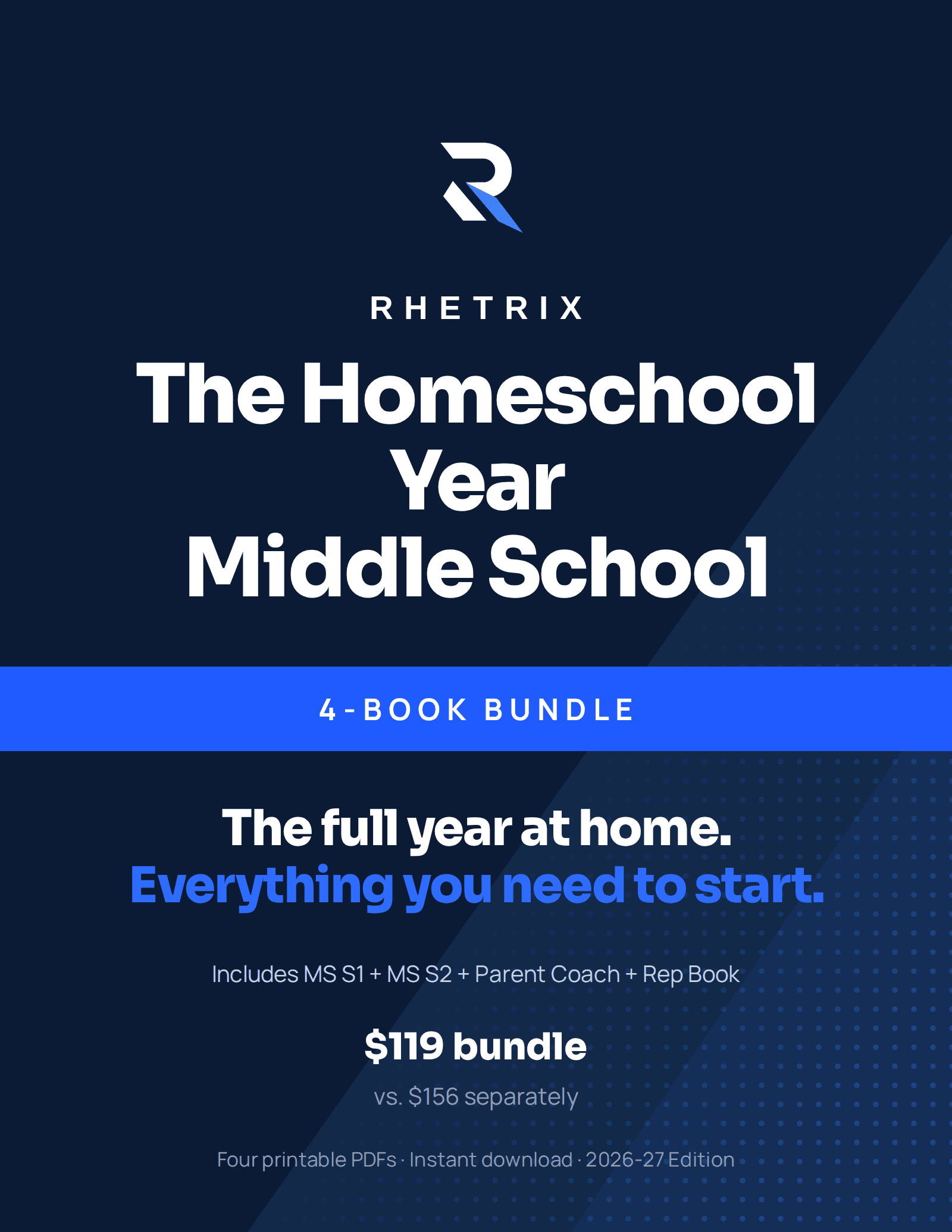 The Homeschool Year, Middle School cover, 2026-27 Edition, printable PDF