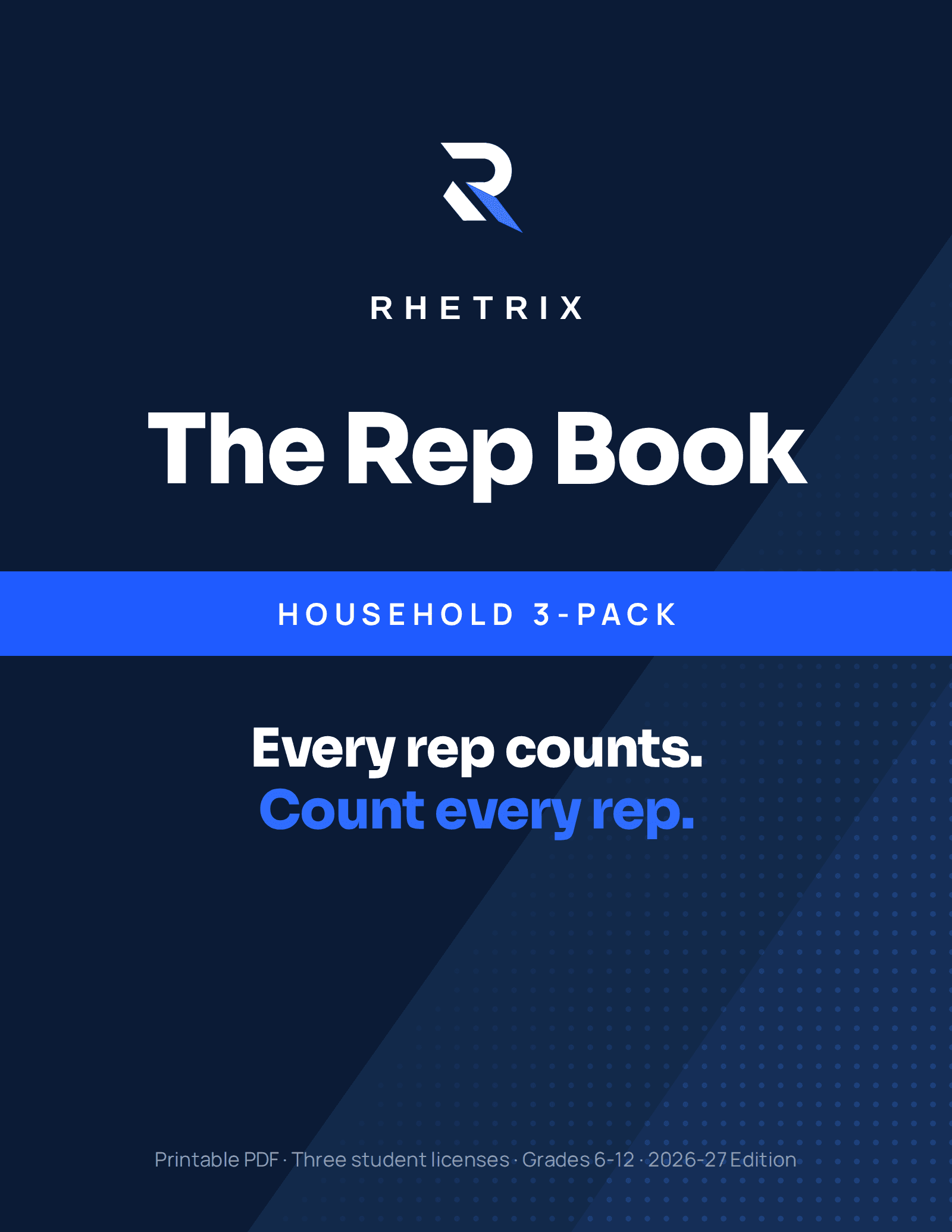 The Rep Book, Household Three-Student Pack cover, 2026-27 Edition, printable PDF